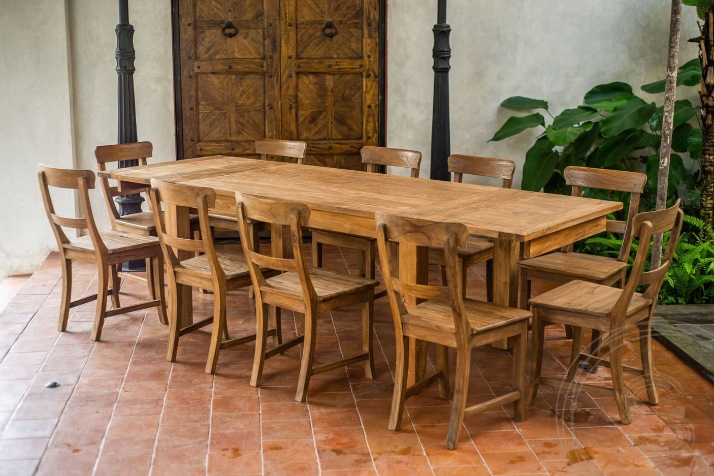 Ausziehtisch Teak Set 160 + 10 Stühle
