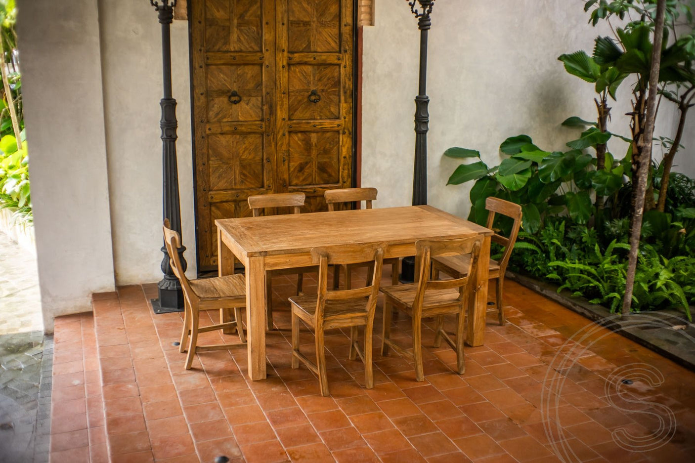 Ausziehtisch Teak Set 160 + 10 Stühle