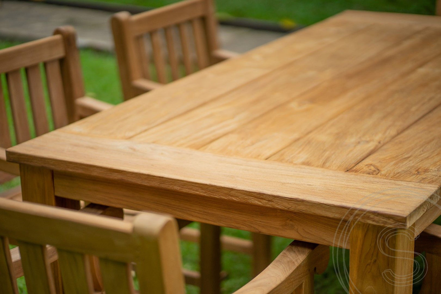 Teakholz Gartentisch 200 x 100 + 6 Gartenstühle Elephant