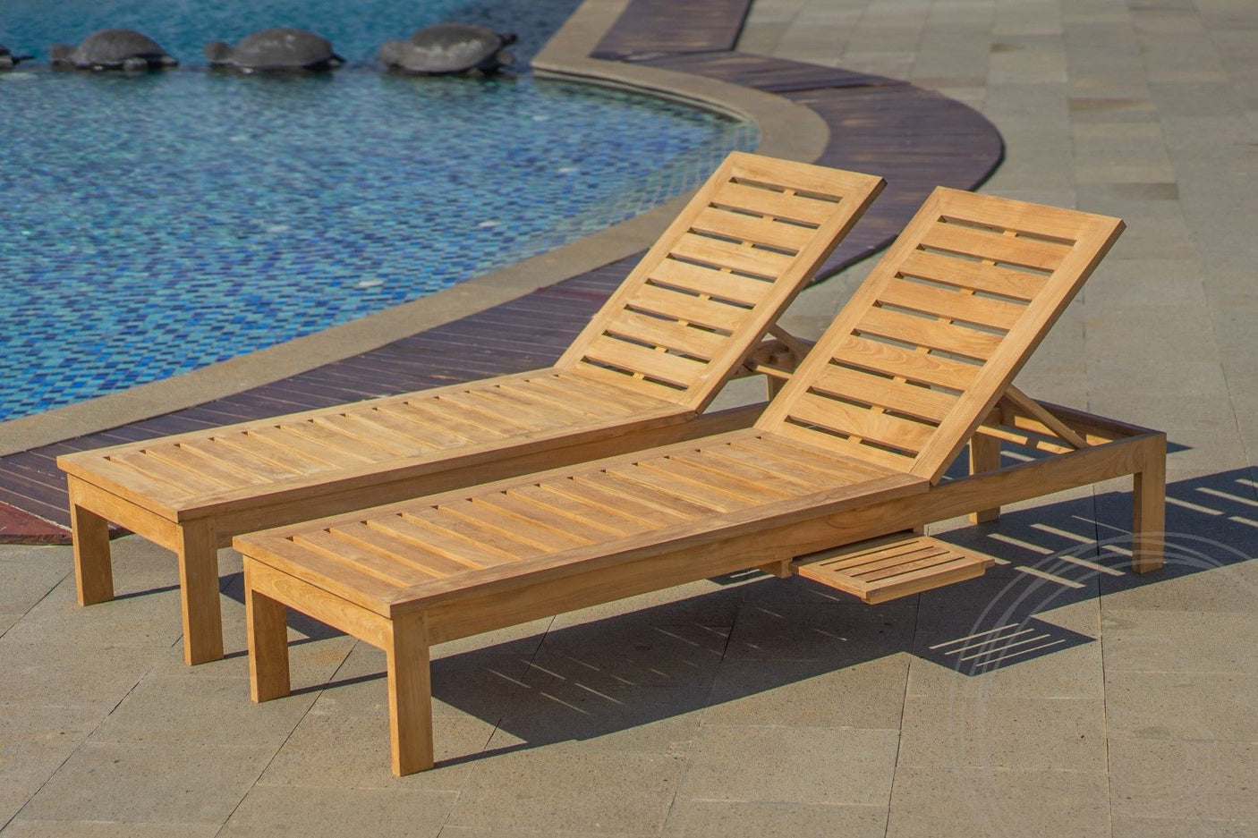 Teakholz Deckchair Lounge 2x