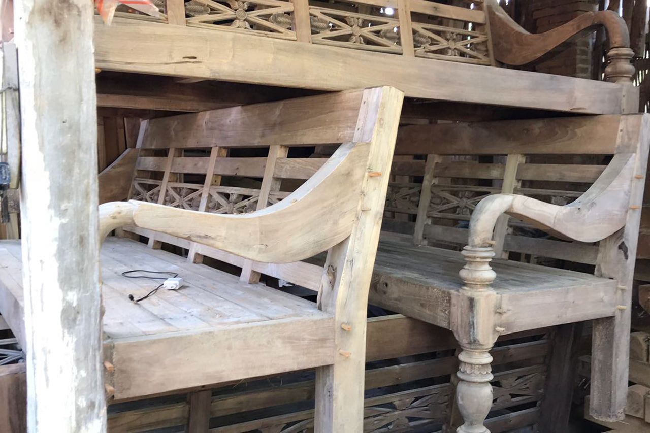 Bahnhofsbank Teak Antik XL