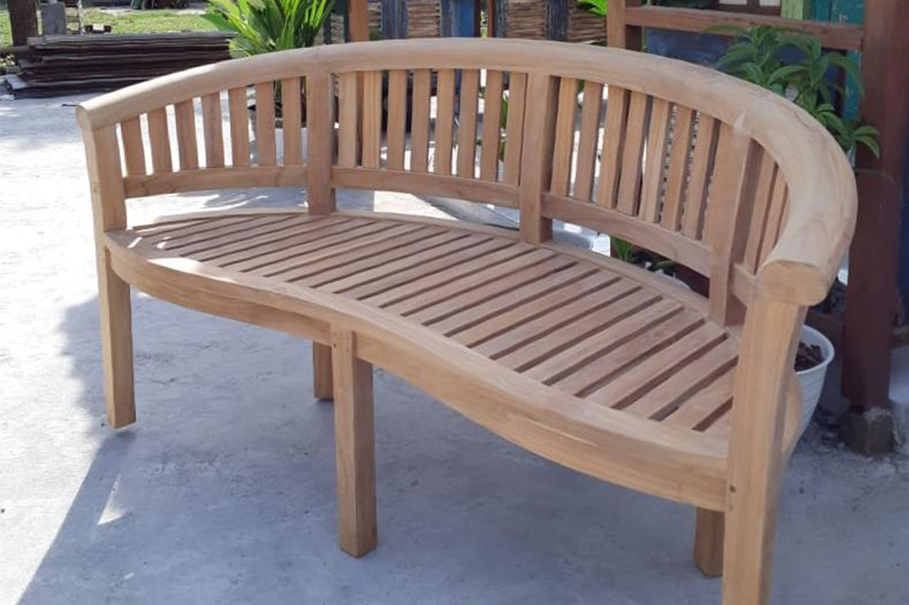 Teak banana bench - teak bananenbank - teak banane gartenbank