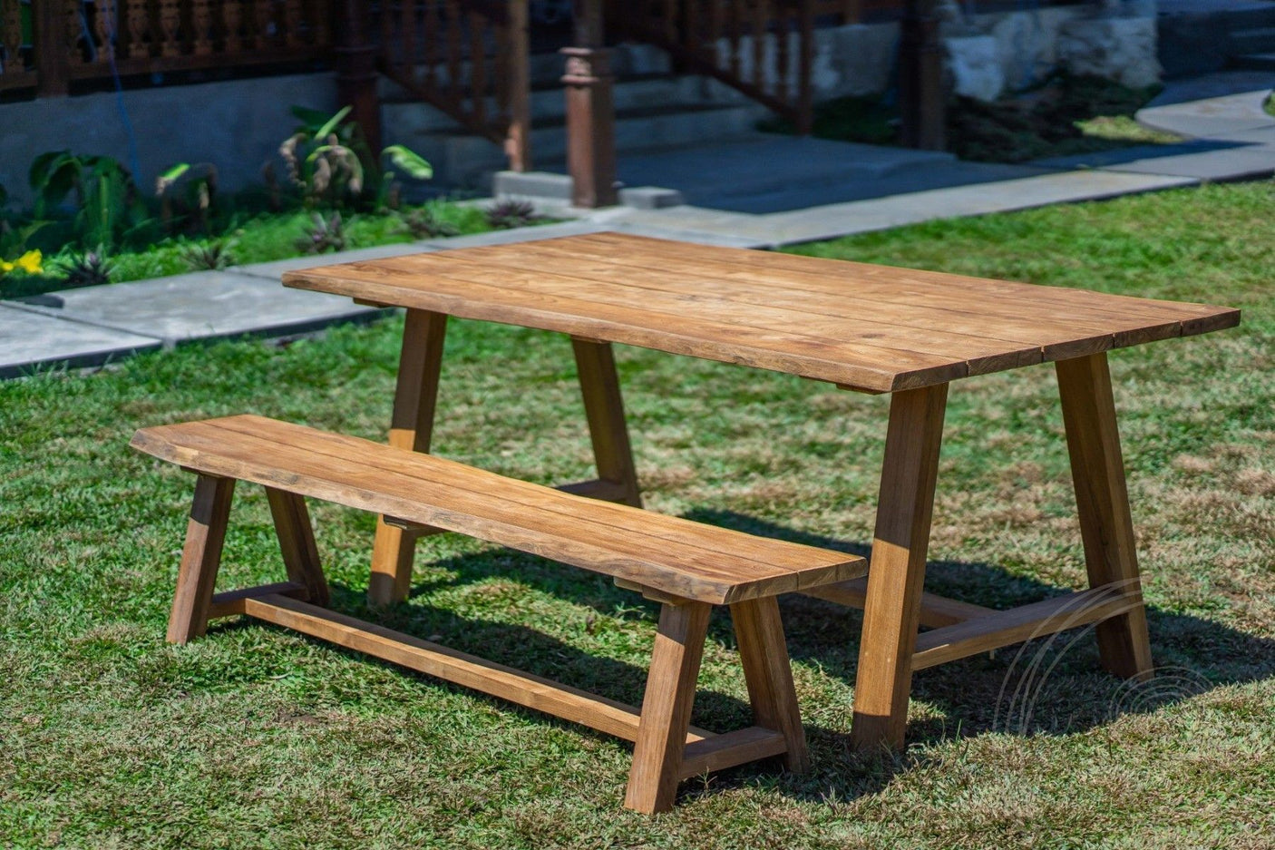 Teakholz Gartentisch Java 200 x 100 + Teakholz Gartenbank Java 200