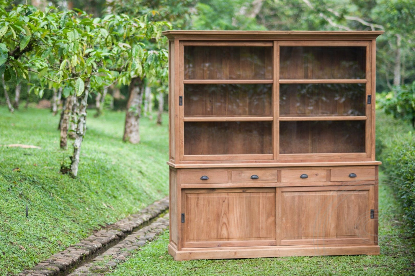 Teak Vitrineschrank Smooth