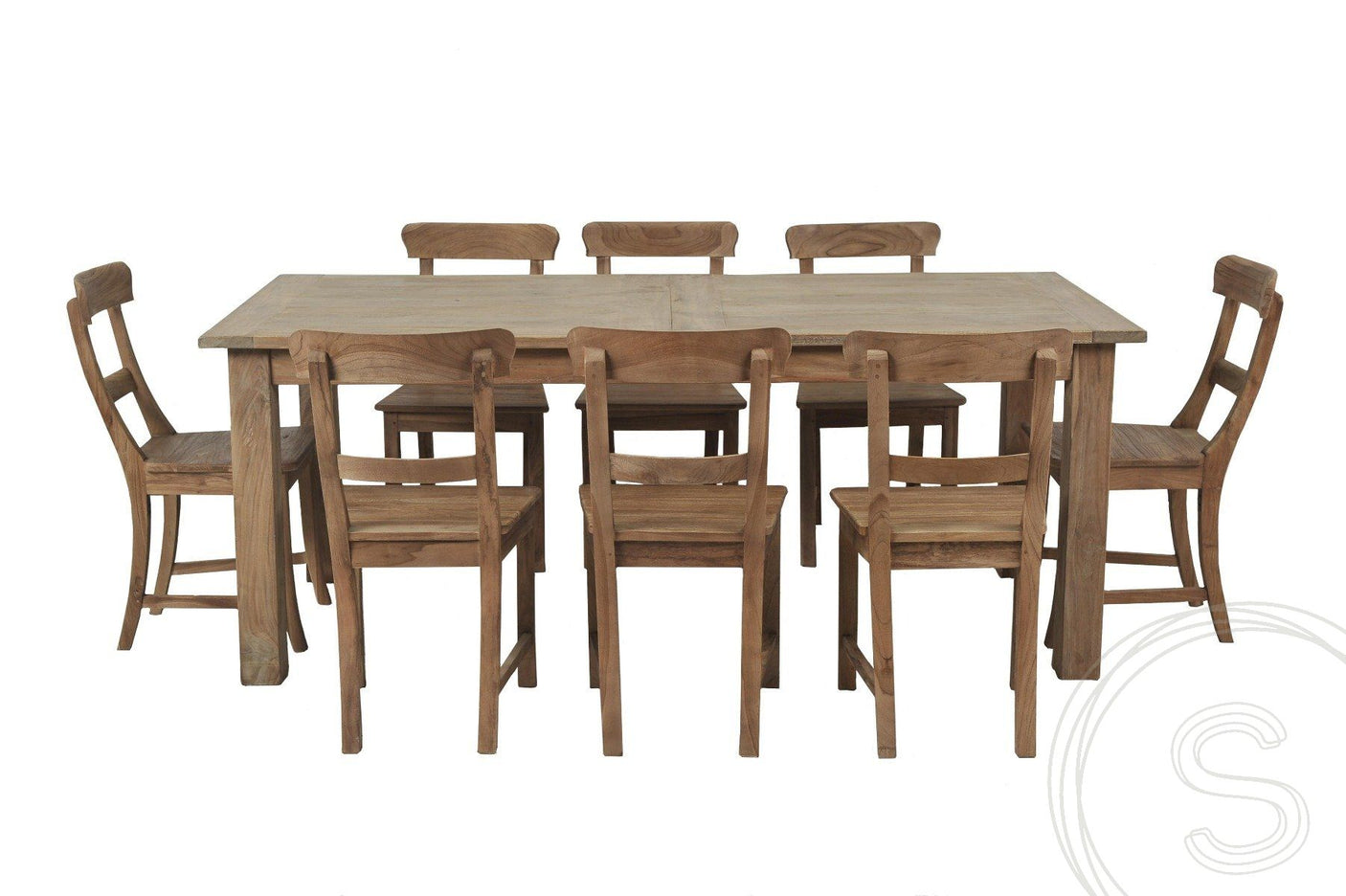 Teak Esstisch Ausziehbar 200-250-300x100 + 12 Stühle