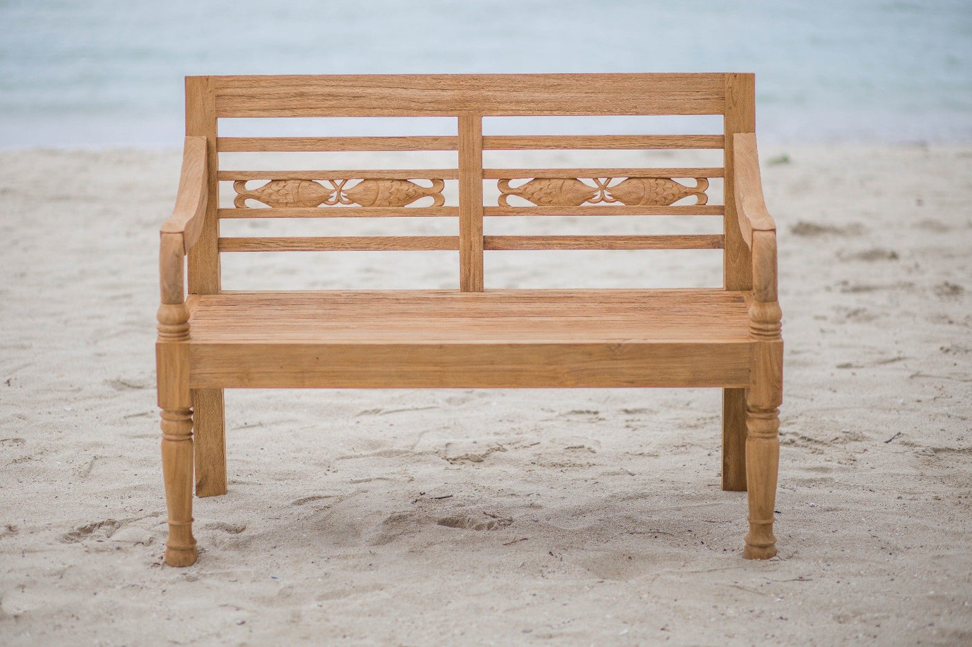 Teak Bahnhofsbank Fish