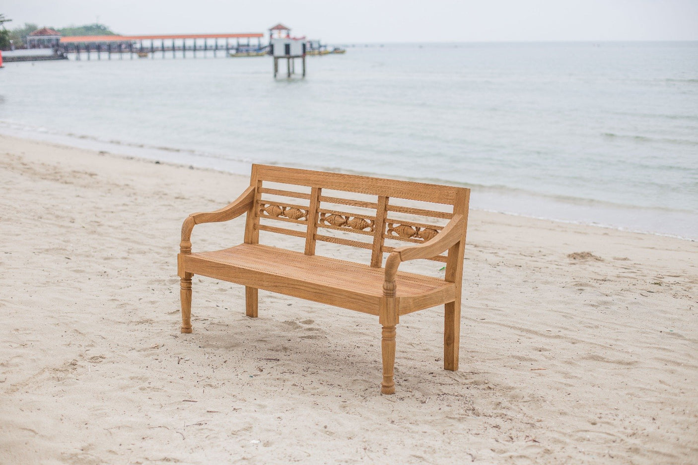 Teak Bahnhofsbank Fish