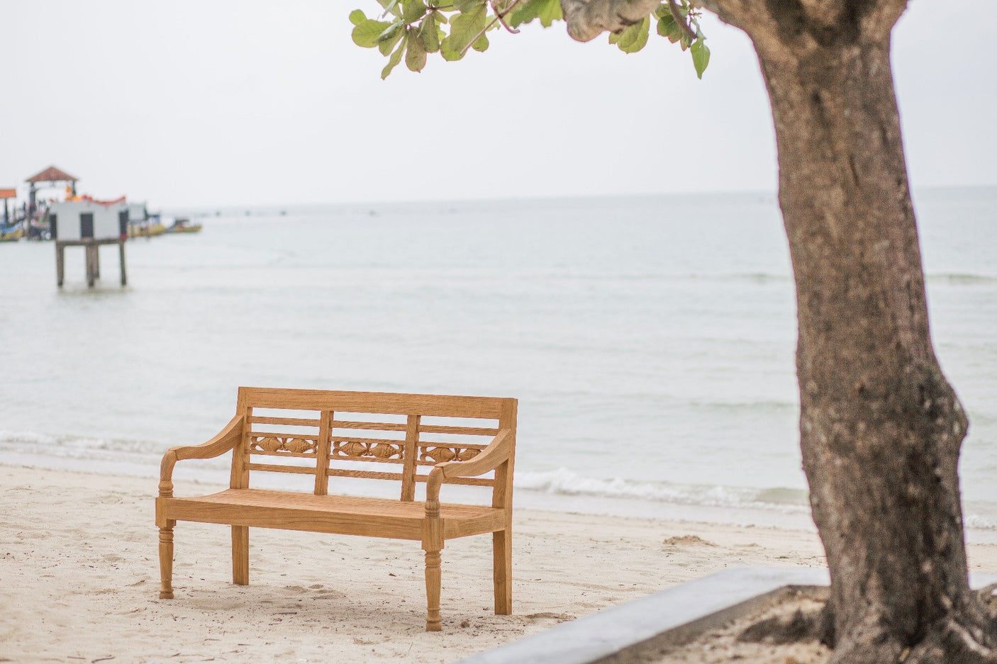 Teak Bahnhofsbank Fish