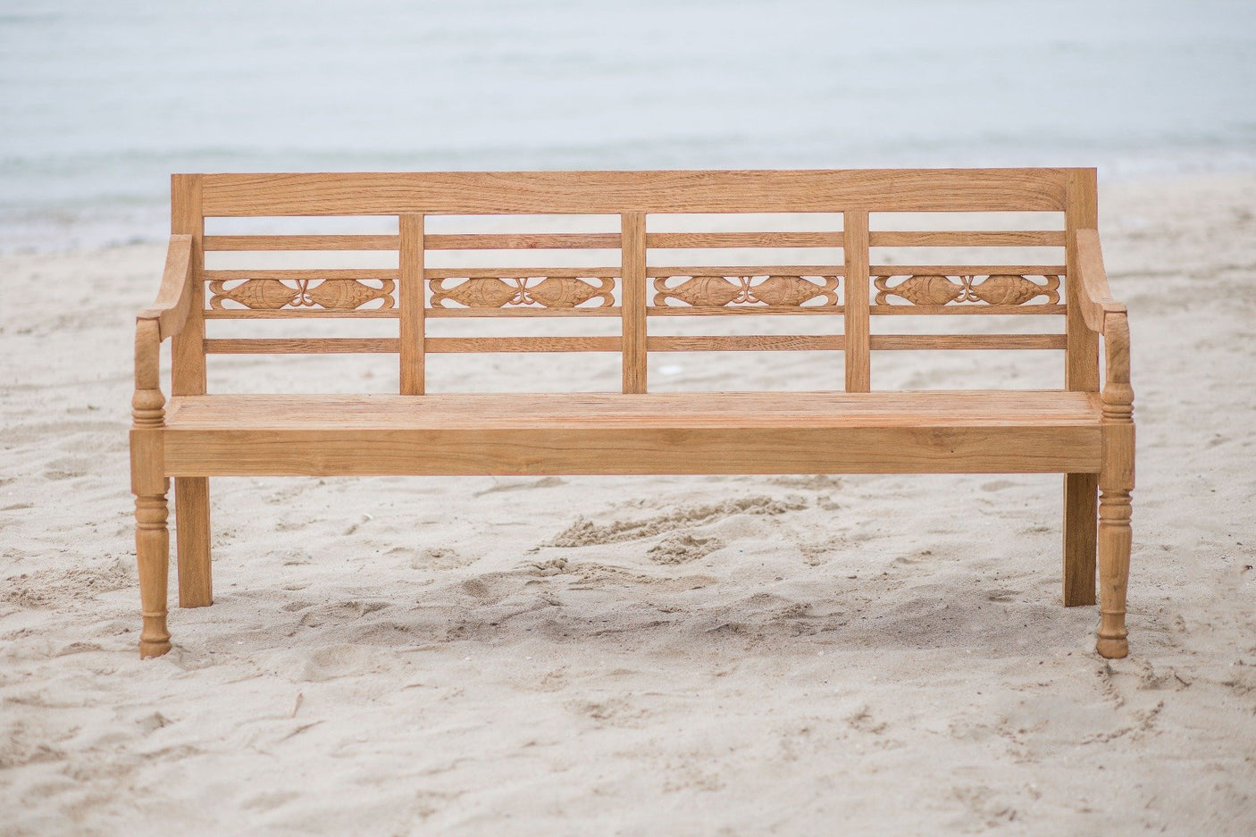 Teak Bahnhofsbank Fish