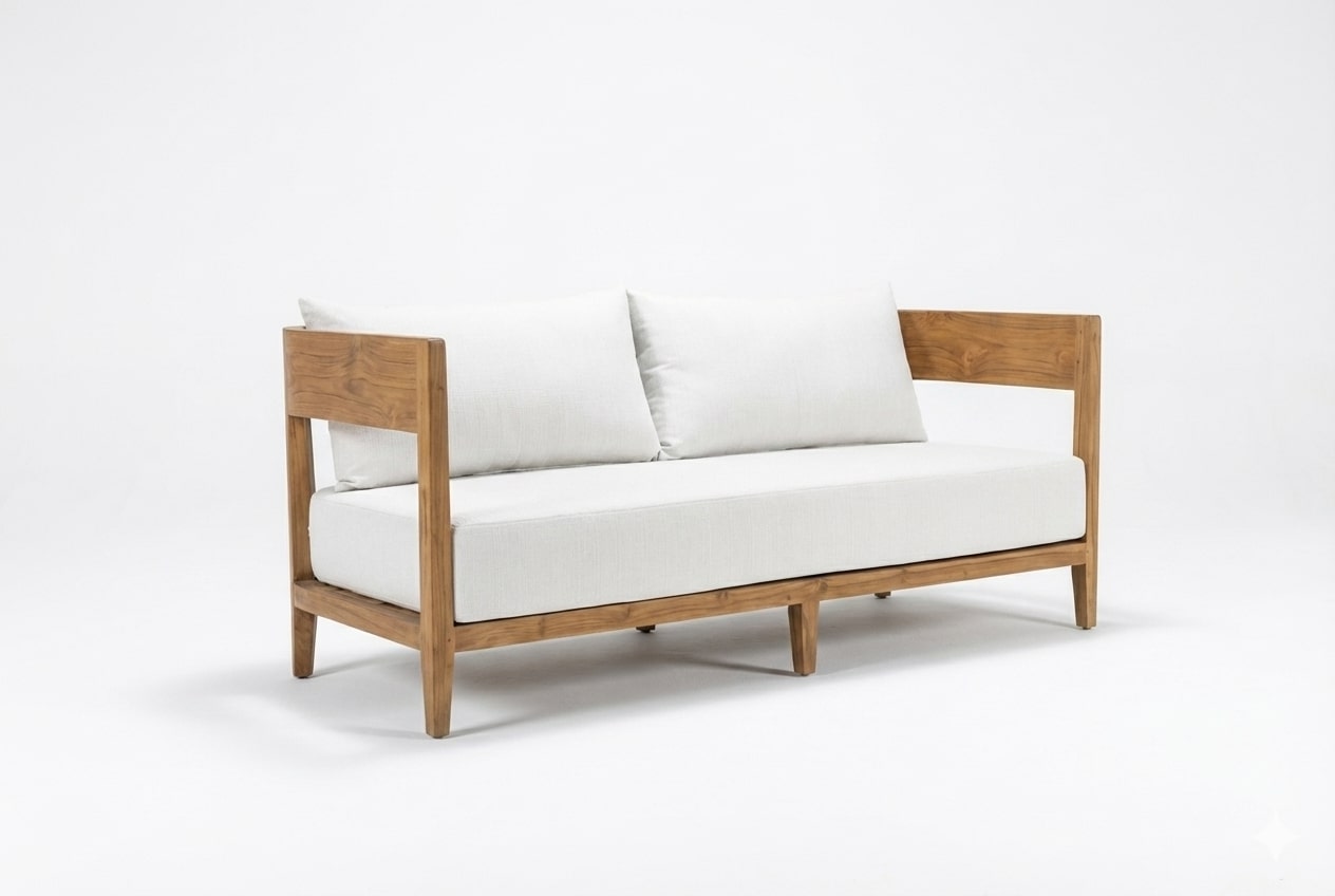 Teak Loungebank Lura 188cm mit Sunproof-Kissen