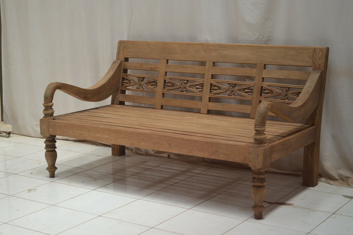 Bahnhofsbank Teak Antik XL