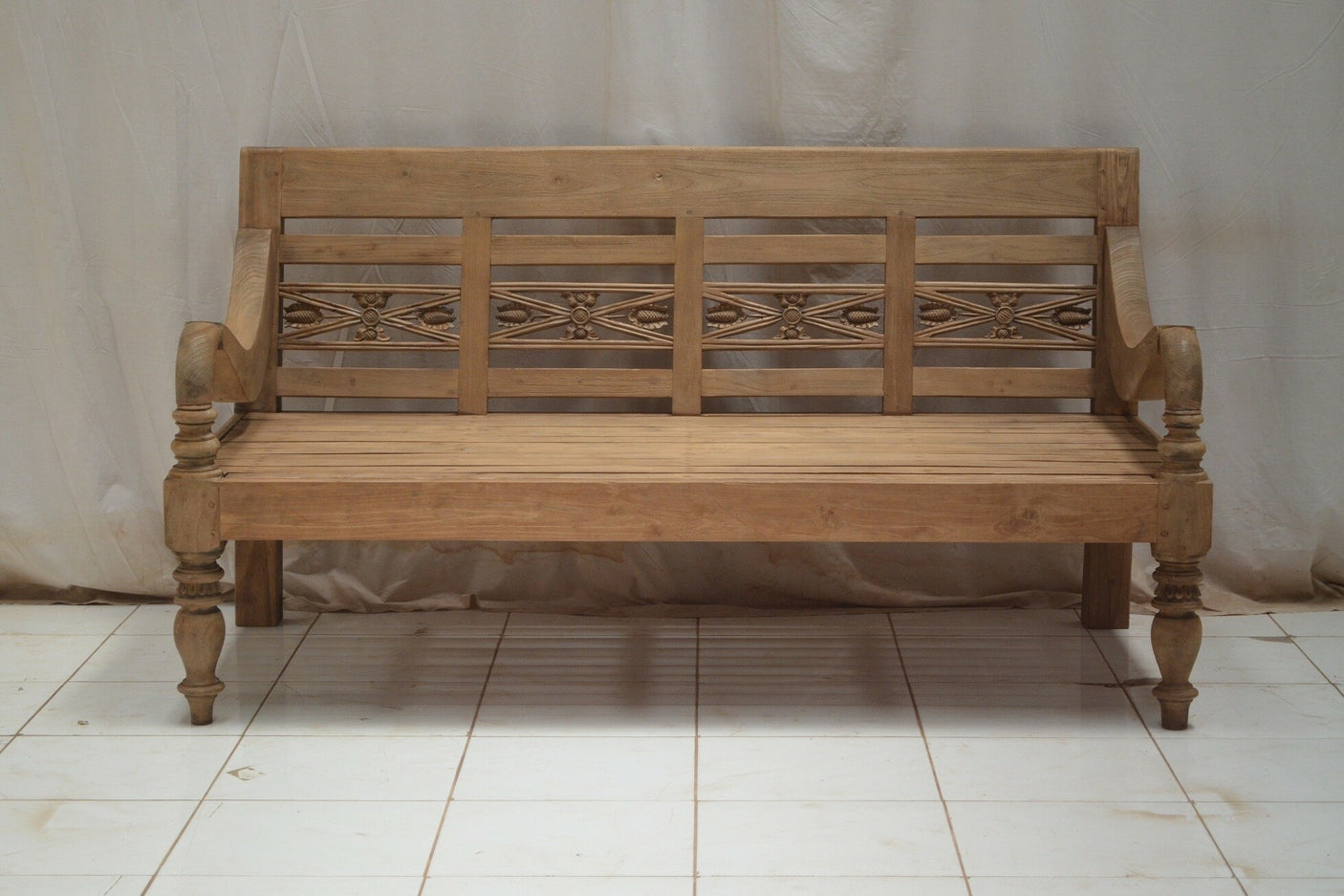 Bahnhofsbank Teak Antik XL