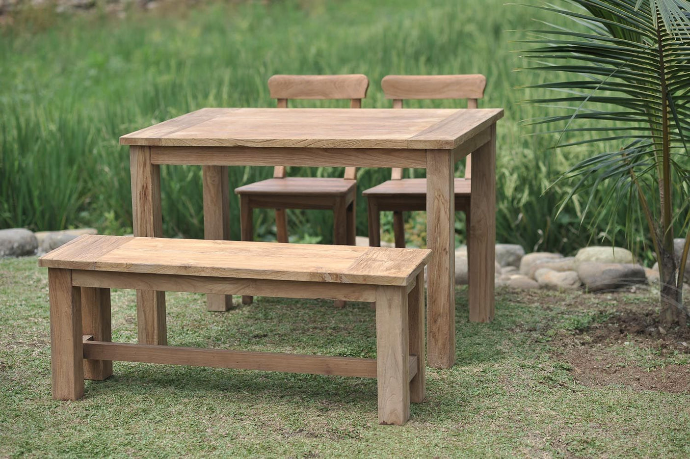 Gartentisch 120x80cm mit 2 Stühle und Bank