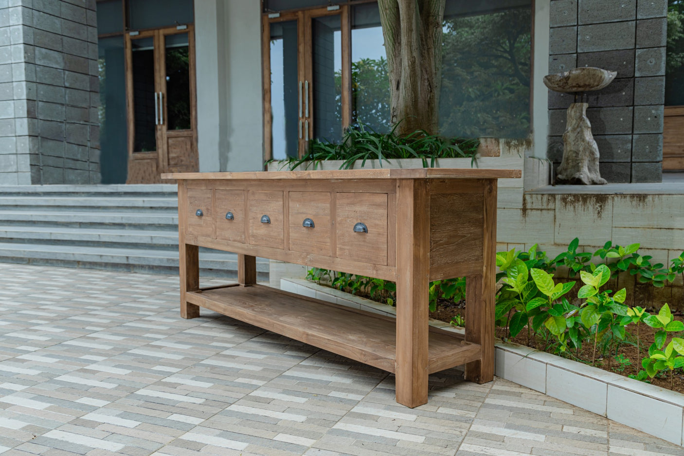 Rustikales Teak Sideboard mit Schubladen  200 / 250 cm