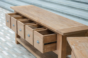Rustikales Teak Sideboard mit Schubladen  200 / 250 cm