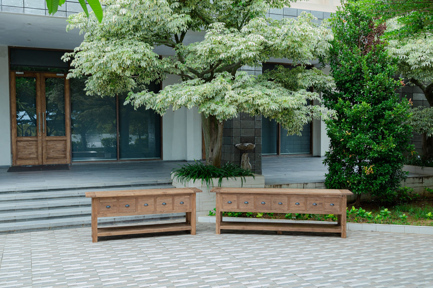 Rustikales Teak Sideboard mit Schubladen  200 / 250 cm