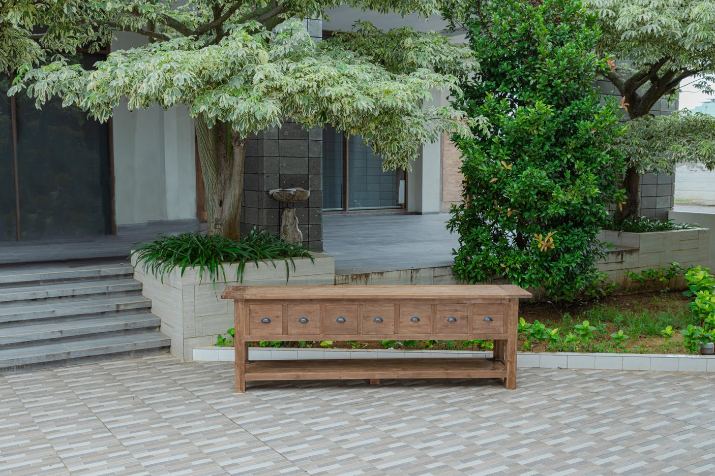 Rustikales Teak Sideboard mit Schubladen  200 / 250 cm