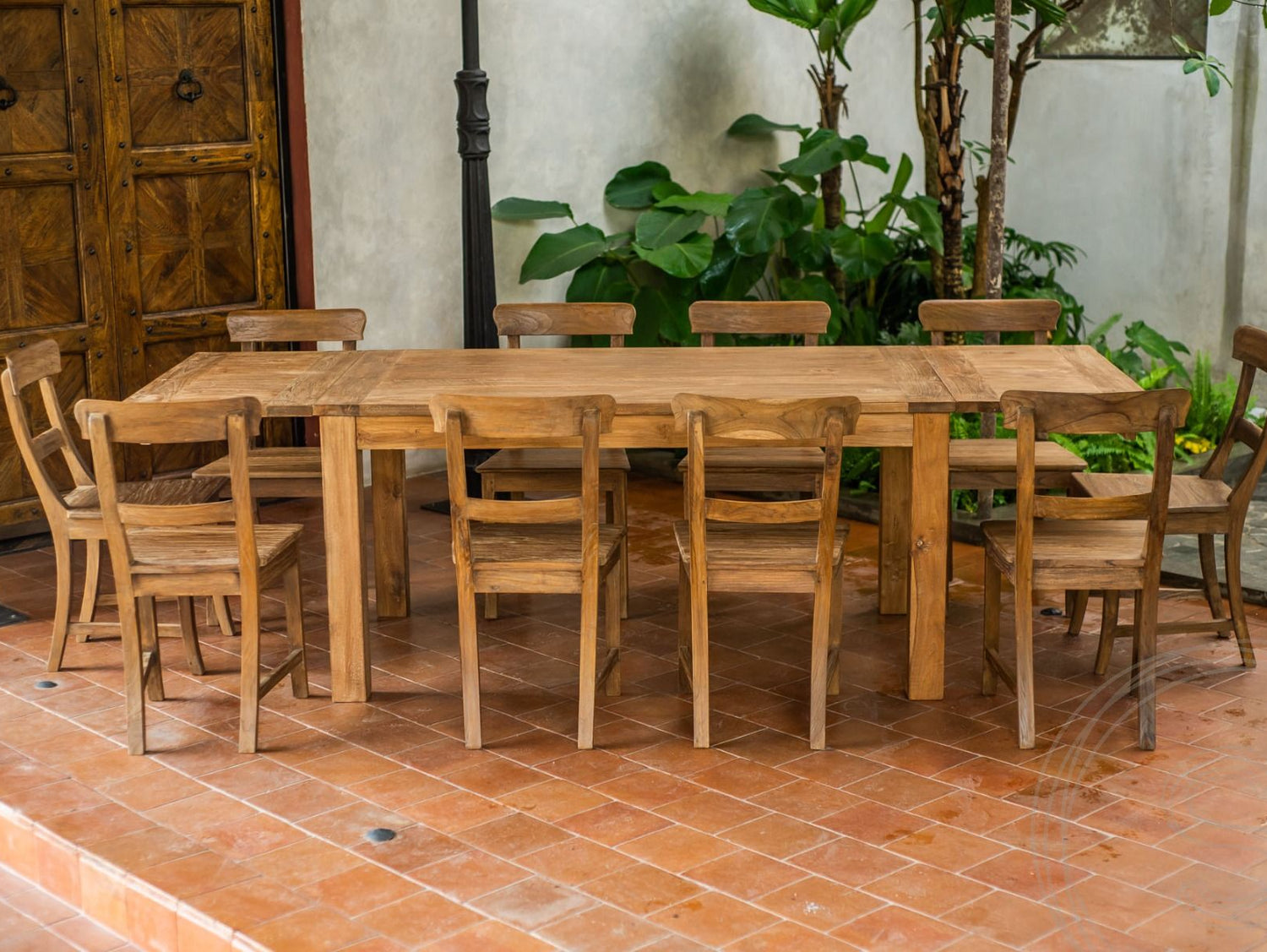 Ausziehtisch Teak Set 160 + 10 Stühle