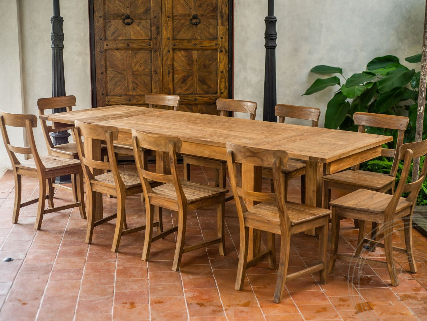 Ausziehtisch Teak Set 160 + 10 Stühle