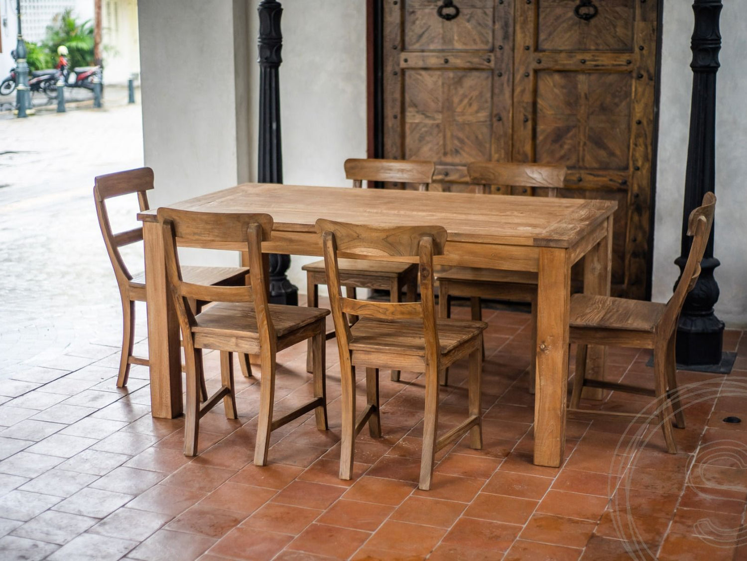 Ausziehtisch Teak Set 160 + 10 Stühle