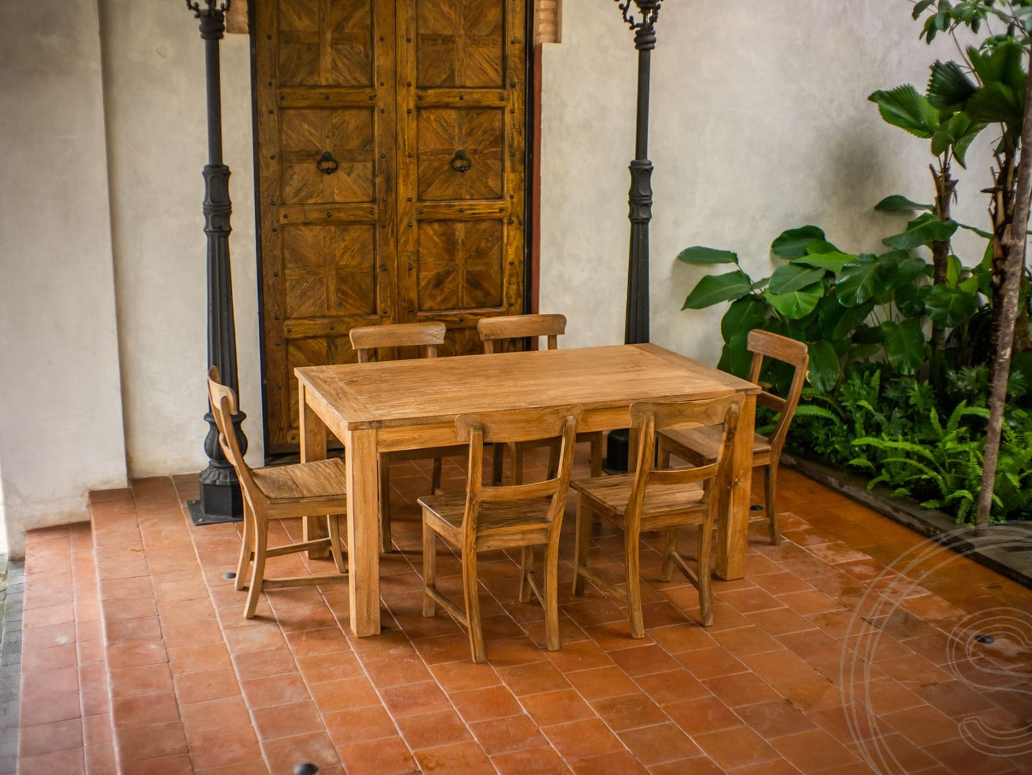 Ausziehtisch Teak Set 160 + 10 Stühle