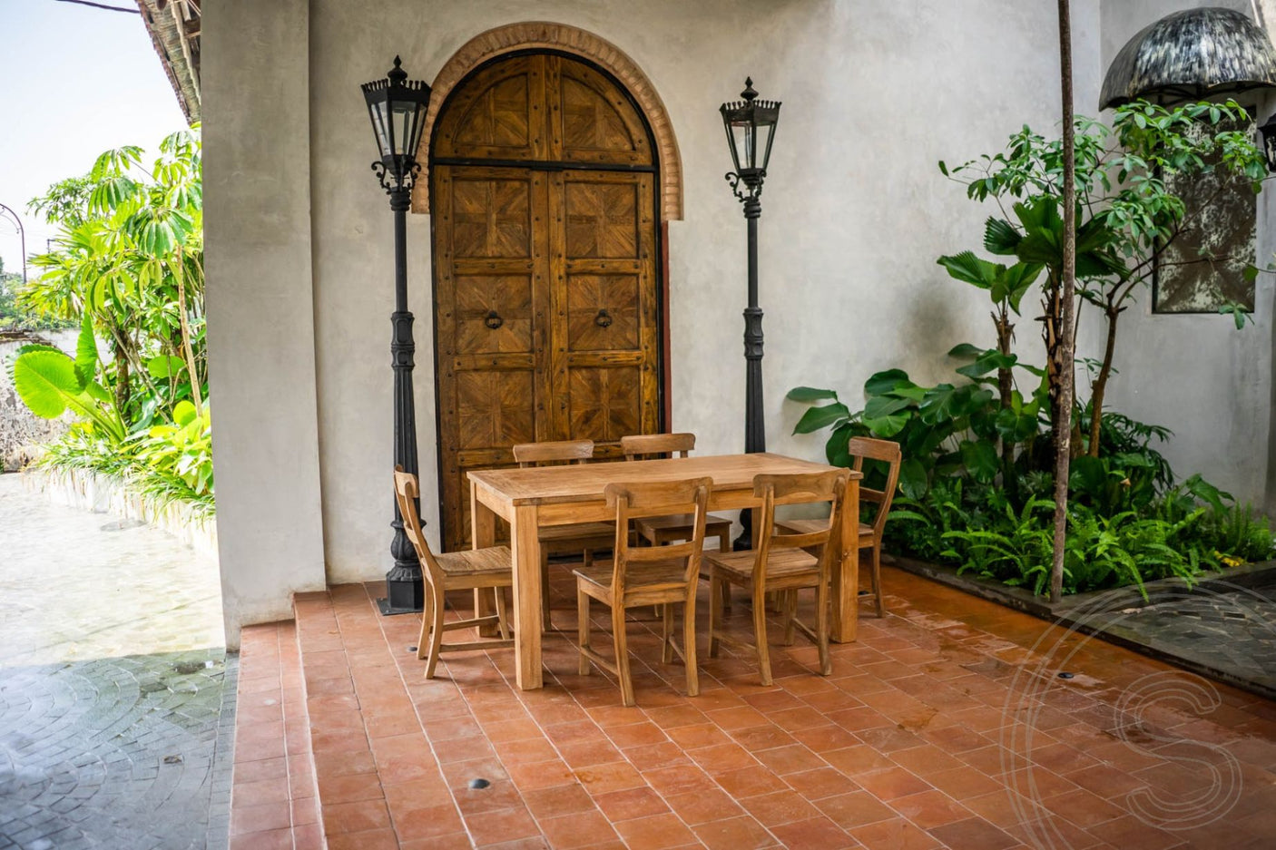 Ausziehtisch Teak Set 160 + 10 Stühle