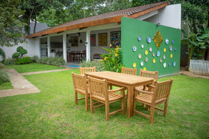 Teakholz Gartentisch 180 x 90 + 6 Gartenstühle Elephant