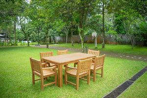 Teakholz Gartentisch 200 x 100 + 6 Gartenstühle Elephant