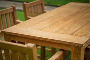 Teakholz Gartentisch 200 x 100 + 6 Gartenstühle Elephant