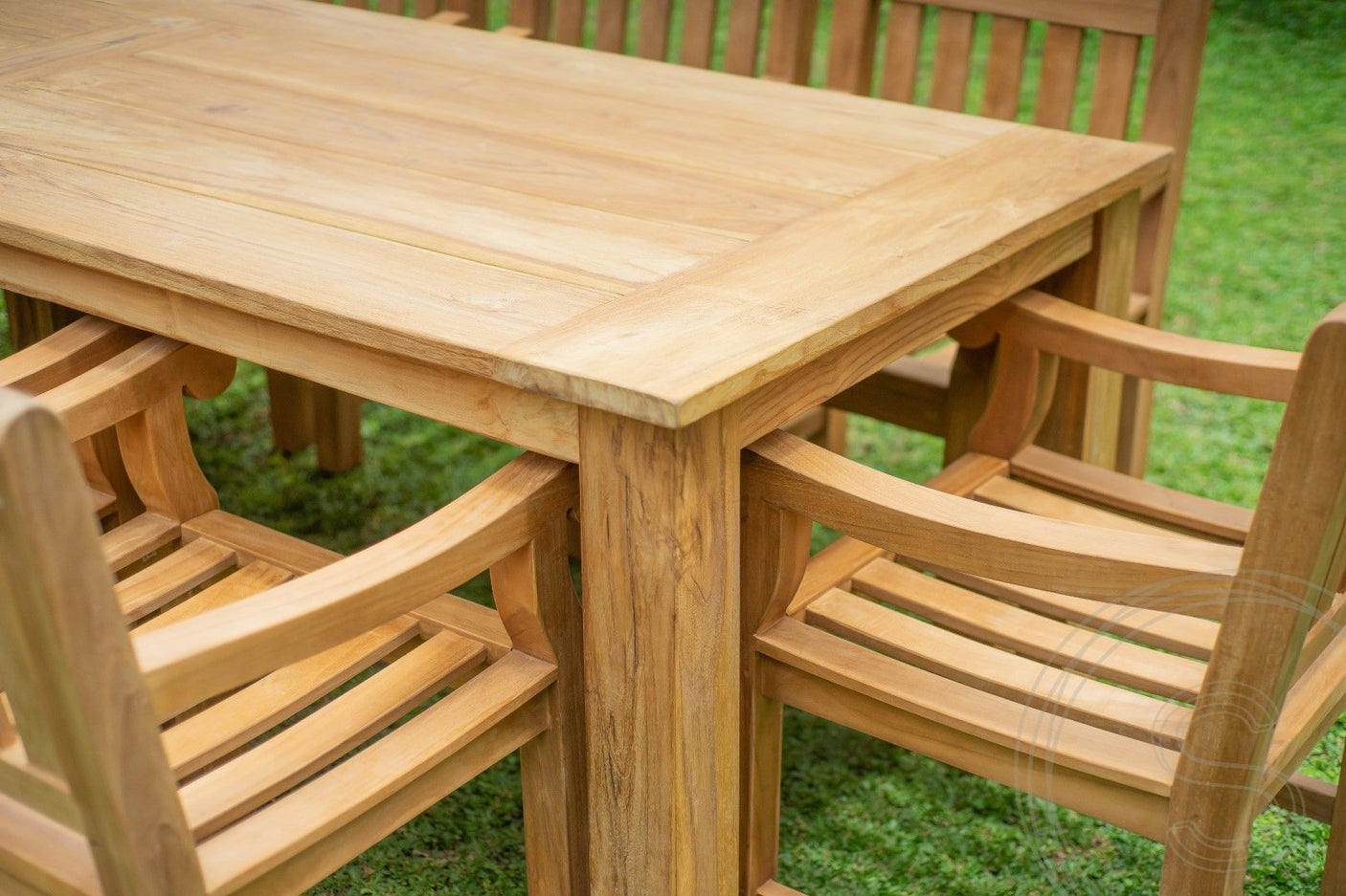 Teakholz Gartentisch 260 x 100 + 8 Gartenstühle Elephant