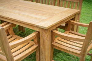 Teakholz Gartentisch 260 x 100 + 8 Gartenstühle Elephant