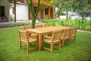 Teakholz Gartentisch 260 x 100 + 8 Gartenstühle Elephant