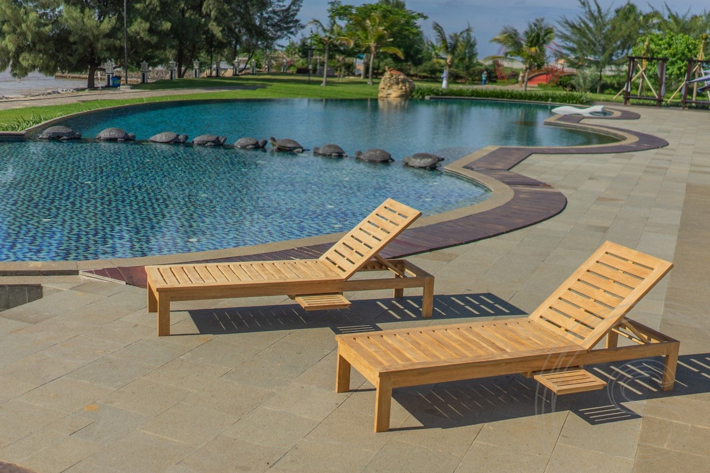 Teakholz Deckchair Lounge 2x