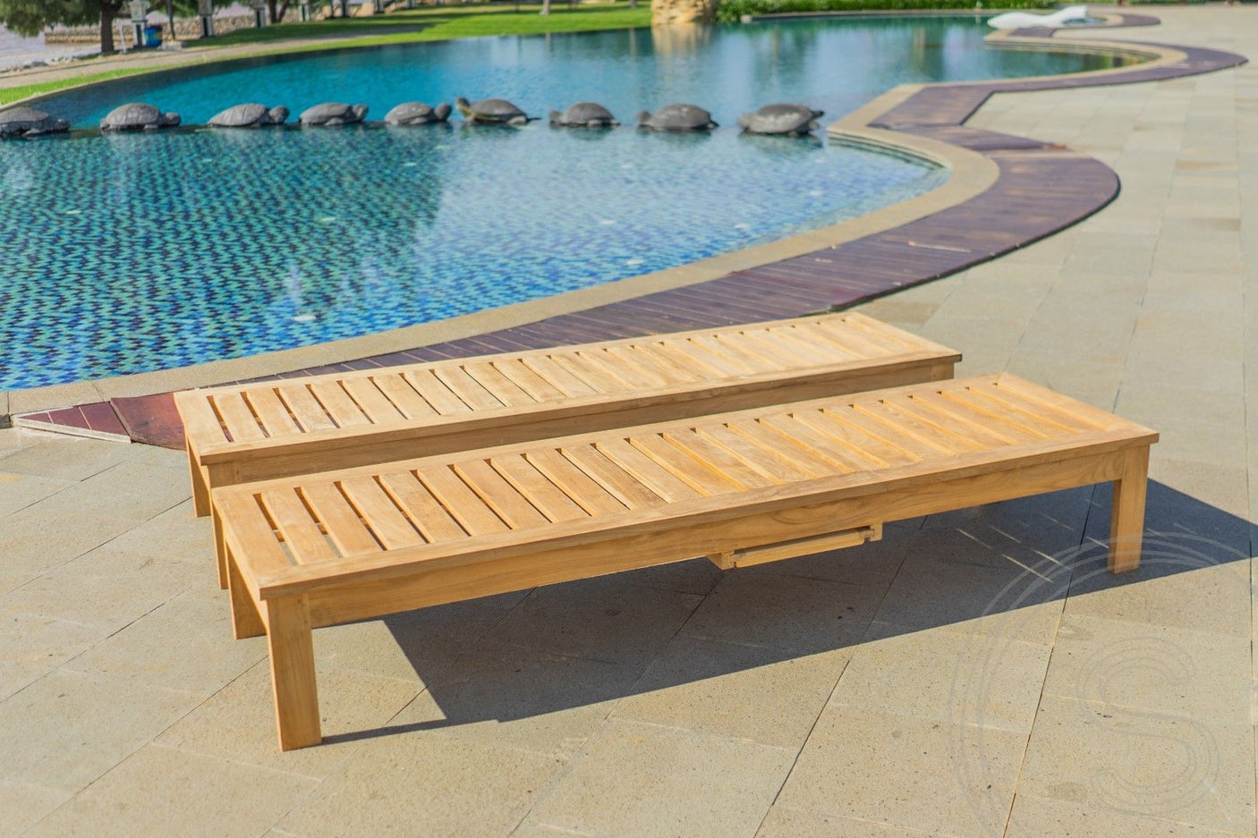 Teakholz Deckchair Lounge 2x