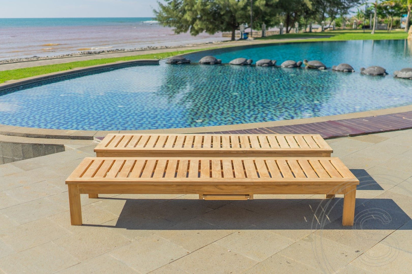 Teakholz Deckchair Lounge 2x