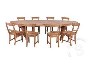Teak Tisch oval 300x120cm + 8 Stühle