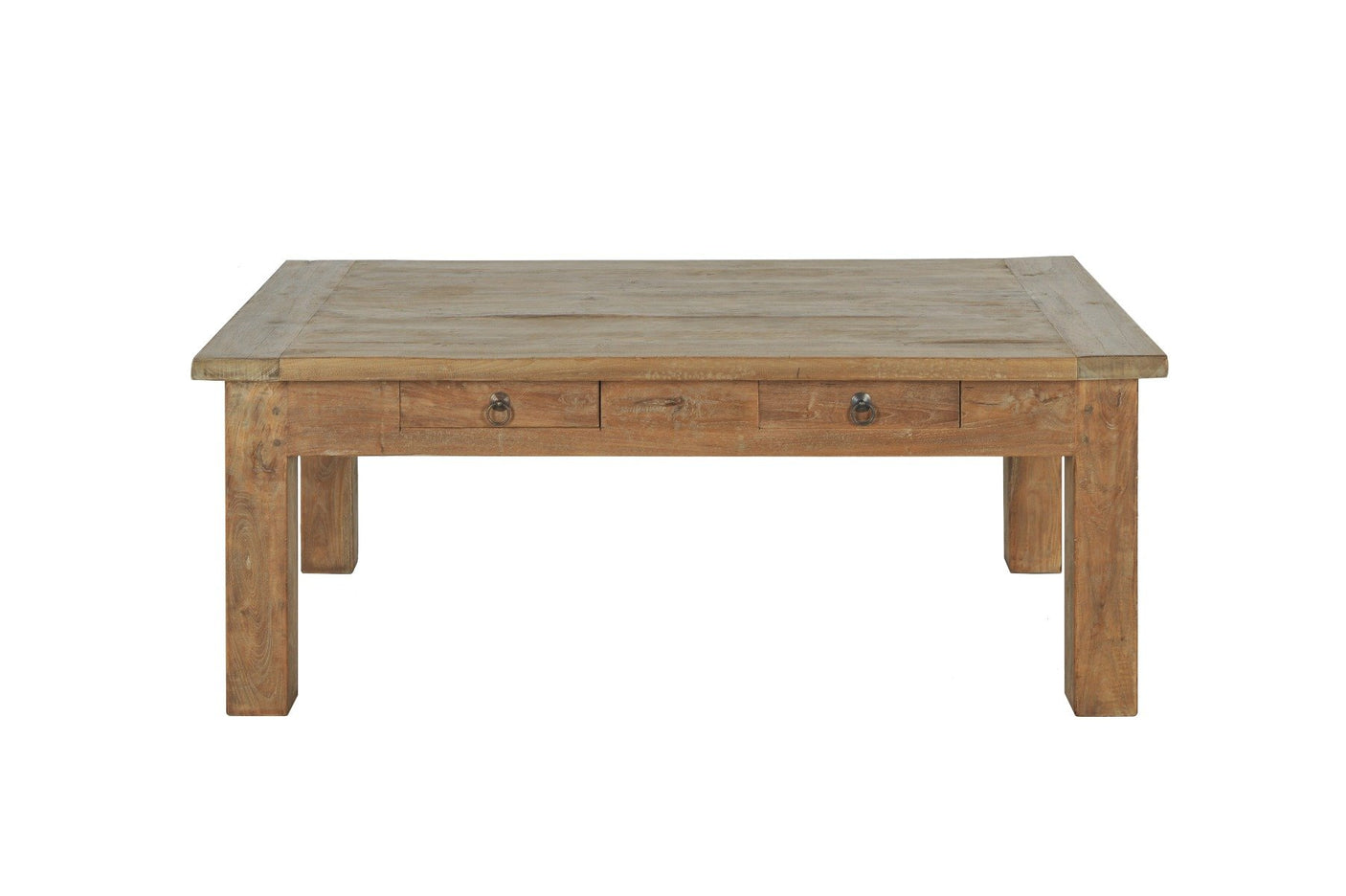 Teak Couchtisch Schubladen Rustikal