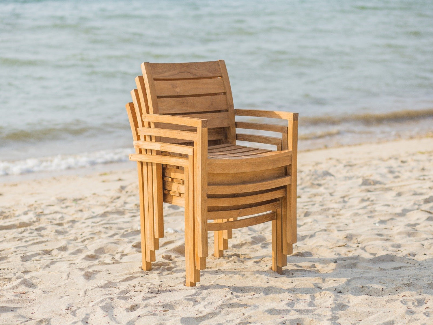 Stapelbare teak tuinstoel Stacking