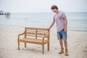 Teak Bahnhofsbank Fish