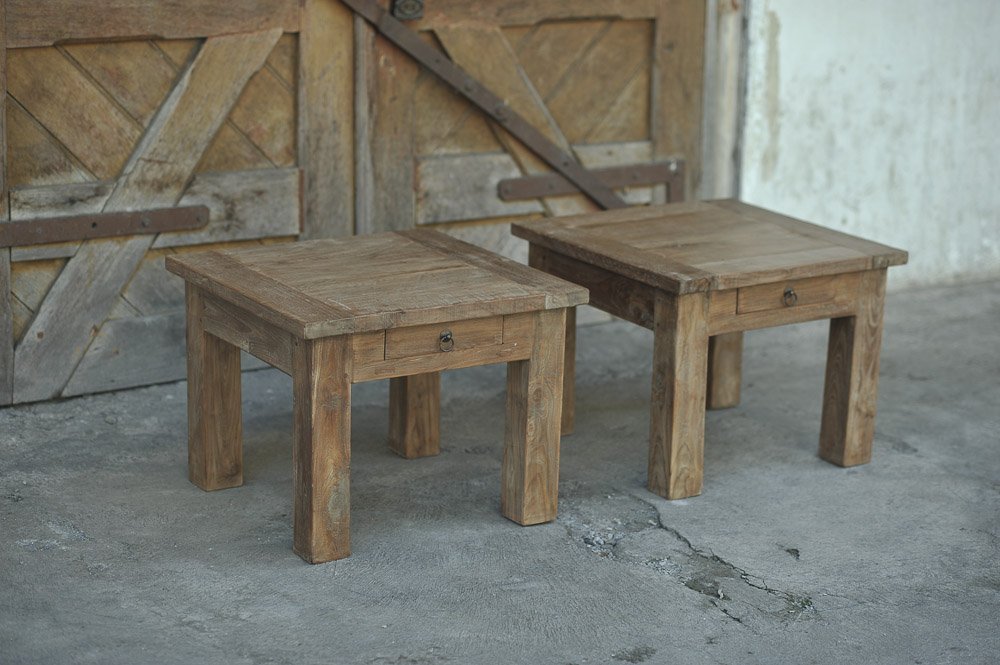 Teak Couchtisch Schubladen Rustikal