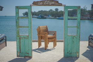 Teak Gartentisch 160 x 90 + 4 Gartenstühle Stacking