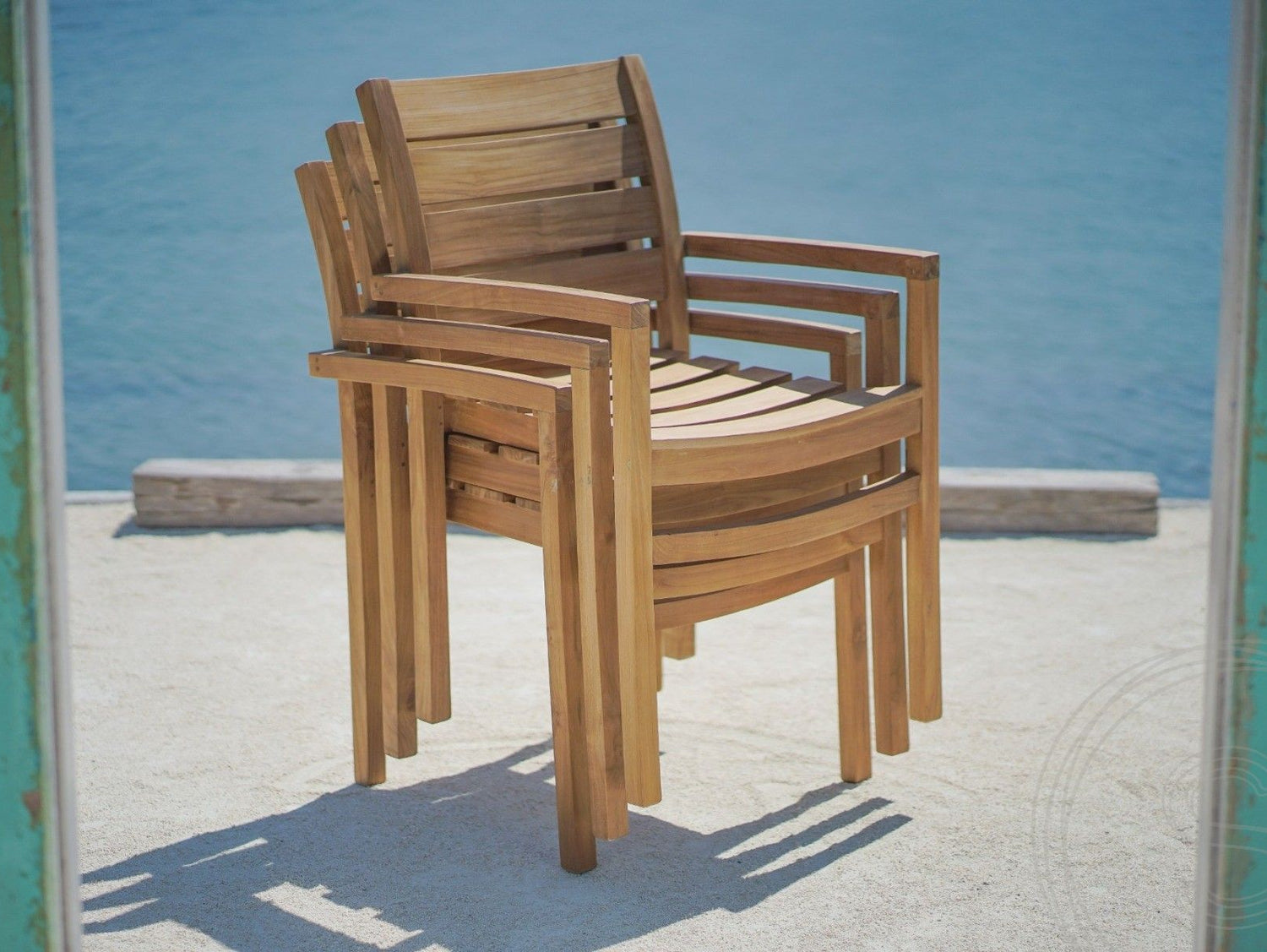 Teak Gartentisch 160 x 90 + 4 Gartenstühle Stacking