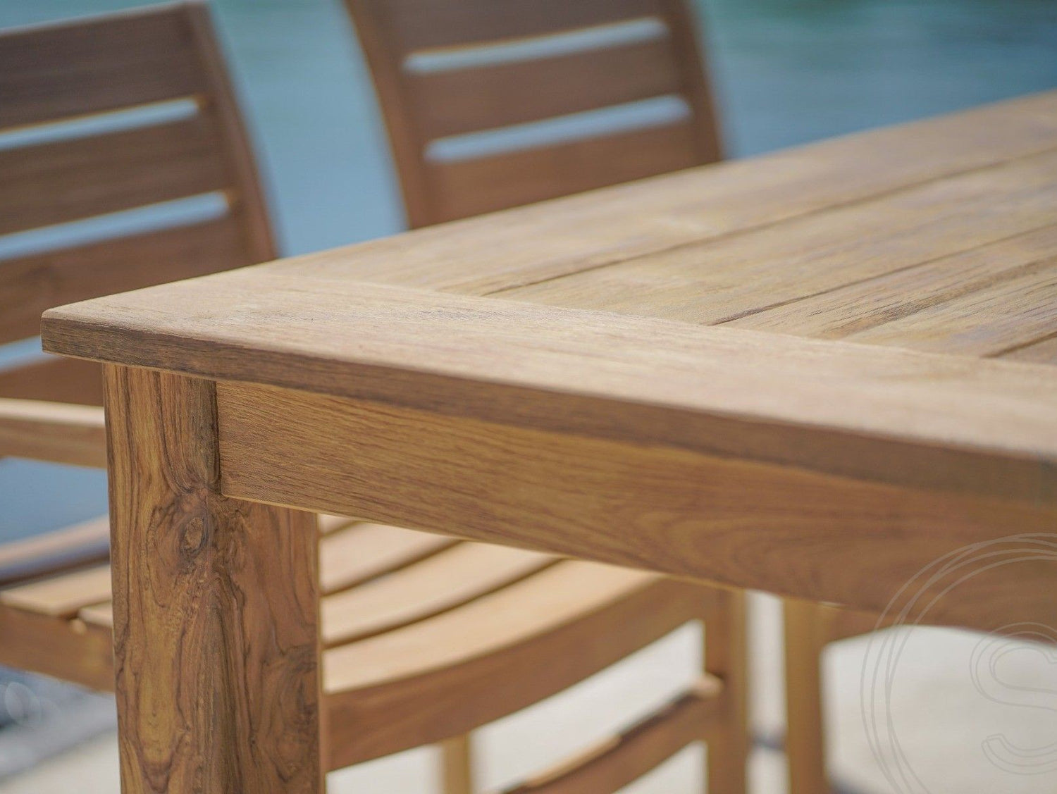 Teak Gartentisch 160 x 90 + 4 Gartenstühle Stacking