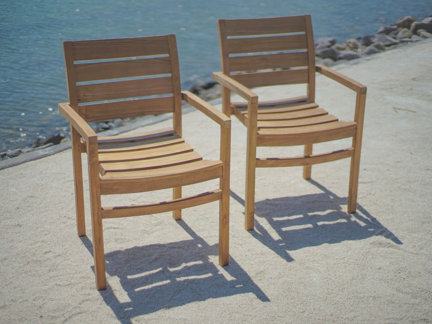 Teak Gartentisch 160 x 90 + 4 Gartenstühle Stacking