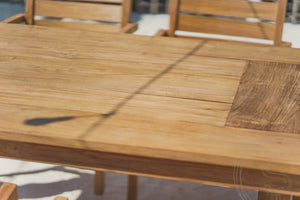 Teakholz Gartentisch 300 x 100 + 10 Gartenstühle Stacking