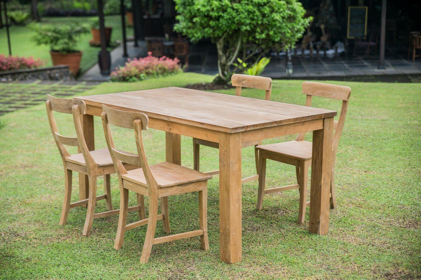 Teak Tisch 160x90 + 4 Stühle