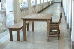 Teak Tisch Dingklik 200x100 + 3 Stühle + Bank