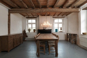 Dingklik Set: Tisch 300x100cm + 10 Stühle + Sidetable + Sideboard