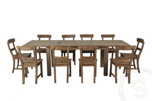 Teak Esstisch Ausziehbar 160-210-260x90 + 10 Stühle