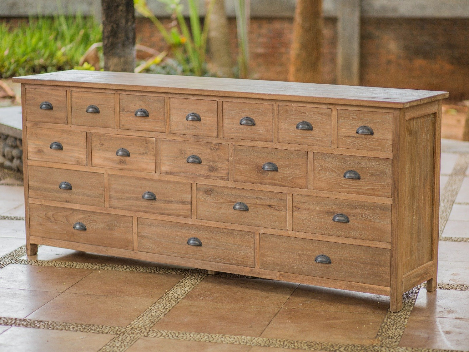 Teak dressoir 19 lades oud hout